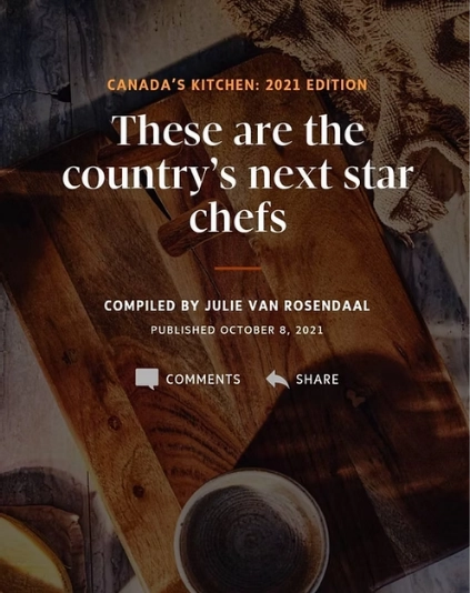 Promotional graphic for 'Canada's Kitchen: 2021 Edition' featuring a wooden cutting board with bread and a cup of coffee.
