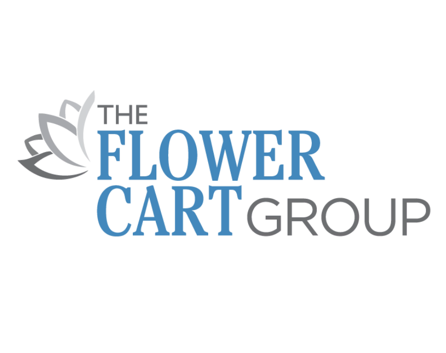 Logo of The Flower Cart Group with a stylized flower on a white background